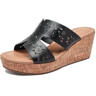 Imagem de Luoika Sandálias femininas de largura larga, sandálias de verão casuais de verão com salto plataforma plataforma., Preto 901, 11 X-Wide