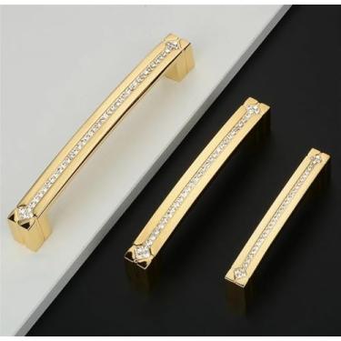 Imagem de Puxadores de móveis de diamante de cristal puxadores de gaveta de guarda-roupa armários de cozinha armário cômoda puxador de porta deslizante 2 peças (96 mm)