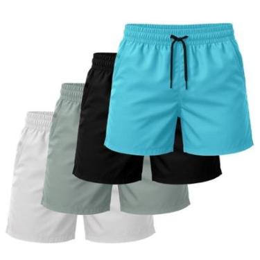 Imagem de Kit 4 Short Tactel Leve Academia Liso Bermuda Masculina-Masculino