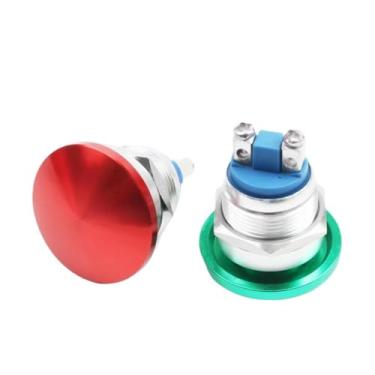 Imagem de Botão de parada de emergência de cogumelo metálico de alumínio de 22 mm IP67 interruptor de travamento momentâneo 1NO 1NC (cabeça vermelha, trava)