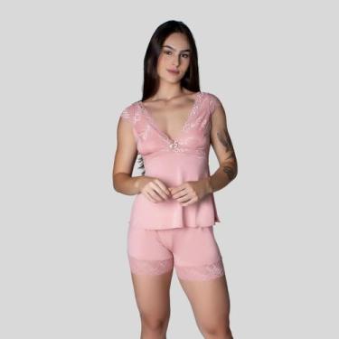 Imagem de Pijama Short Doll Renda Baby Doll Conforto Feminino Renda - ALTIÊ INTI