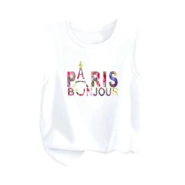 Imagem de Camiseta Regata Infantil Com Estampa De Desenho Animado, Torre Eiffel,