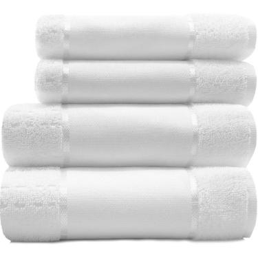 Imagem de Jogo de Toalhas 4 Peças Banho + Rosto Para Pintar e Bordar Ponto Russo 100% Algodão - Multiarte Dohler