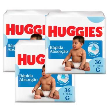 Imagem de Kit 3 Fralda Huggies Tripla Proteção Tamanho G Pacote Mega 36 Fraldas 
