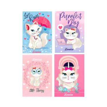 Imagem de Caderno brochurrão menina gatinha Louise capa dura e pauta 96 folhas M