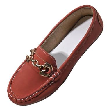 Imagem de Tênis feminino casual estilo francês bico redondo jateado com sola macia para um visual vintage confortável, Vermelho, 35