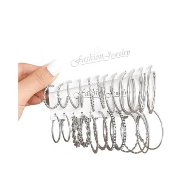 Imagem de Conjunto De Brincos De Argola De Prata Com Cristais Estilo Boho Vintag