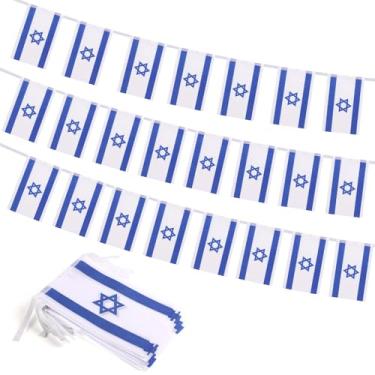Imagem de Bandeira de Israel, pequenas mini bandeiras israelenses decoração patriótica para festa, sala de aula, eventos esportivos, 90 metros e 30 bandeiras