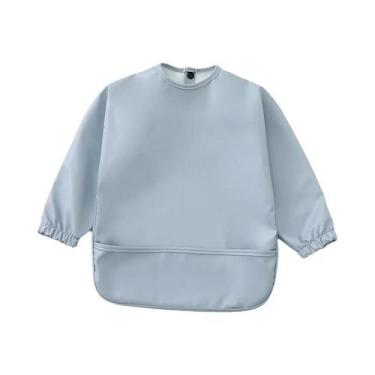 Imagem de Babador Impermeável De Manga Longa Para Crianças Com Bolso, Avental De