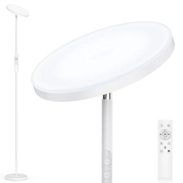 Imagem de OHLUX Candeeiros de chão para sala de estar, luminária de LED brilhante com controle remoto, lâmpada alta moderna que muda de cor com regulação contínua, luminária de chão de canto de 175 cm para