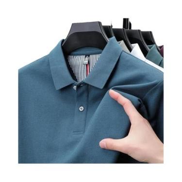 Imagem de Camisa Polo Masculina 100% Algodão Puro De Manga Curta, Camiseta Listr