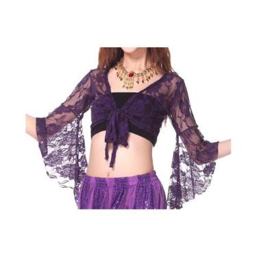 Imagem de Top de manga trompete feminino prática xale presente para mulheres ama