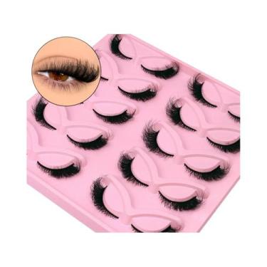 Imagem de Cílios Postiços 8D Cat Eye Faux Mink Lasvirey, Volume Fluffy, Cílios F