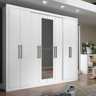 Imagem de Guarda Roupa Casal 8 Portas 4 Gavetas Espelho Branco Carraro