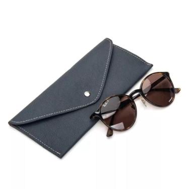Imagem de Estojo De Óculos Luxo Em Couro Premium Bertoni Fly Marinho