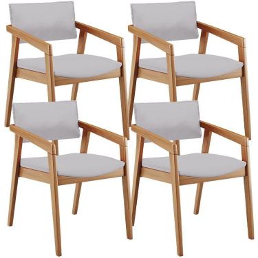 Imagem de Kit 04 Cadeiras Para Sala De Jantar Estar Living Giorgia B04 Linho Cinza