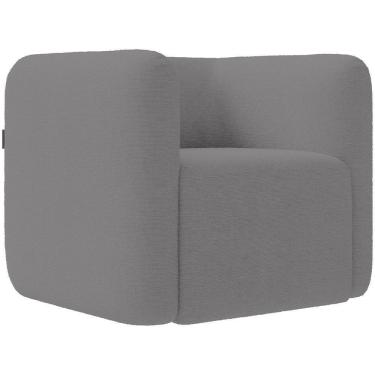 Imagem de Kit 02 Poltronas Decorativas Para Sala De Estar Fixa Living Peônia K01 Bouclê Cinza
