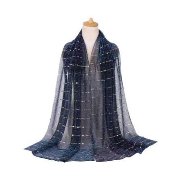 Imagem de Cachecol Feminino Elegante Leve Com Lurex E Glitter, Xale Brilhante Co