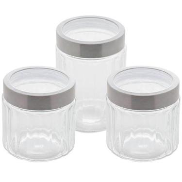Imagem de Kit 3 Porta Mantimentos de Vidro Sydney Lyor 870ml e 1,2L Pote com Tam