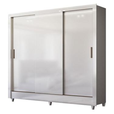 Imagem de Guarda Roupa Casal 3 Portas de Correr com Pés Italia Branco Brilho - Santos Andirá