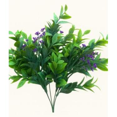 Imagem de Flor Pick Folhas e Sementes Nevadas Lilas 38cm - Cromus