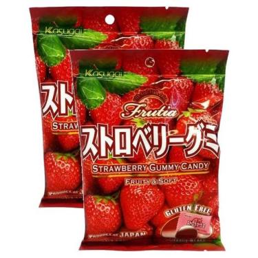 Imagem de kit 2 BALA DE GOMA SABOR morango GUMMY CANDY KASUGAI 102G