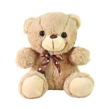 Imagem de Ursinho de pelúcia com laço de poliéster 23cm - Fizzy, Bege