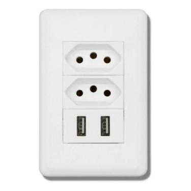 Imagem de Tomada Parede Entradas Usb Carregador Universal Bivolt - Shopbr