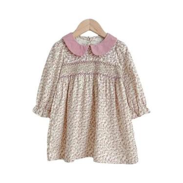 Imagem de Vestido Floral Com Smocking Para Meninas, Conjunto De Roupas Casuais D
