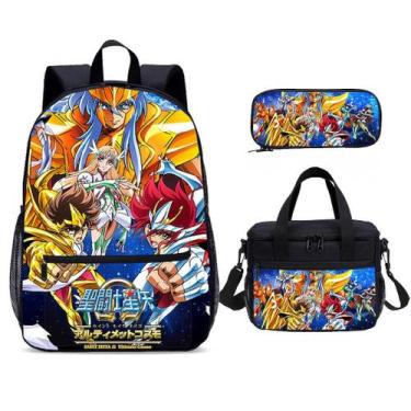 Imagem de Conjunto de mochilas escolares de anime Saint Seiyas para crianças, 3 