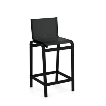 Imagem de Banqueta Alta Bancada Alumínio Preto Tela Preto - Aluv Móveis