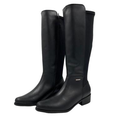 Imagem de Bota Bottero Salto Baixo Cano Alto Feminina, 36, Preto