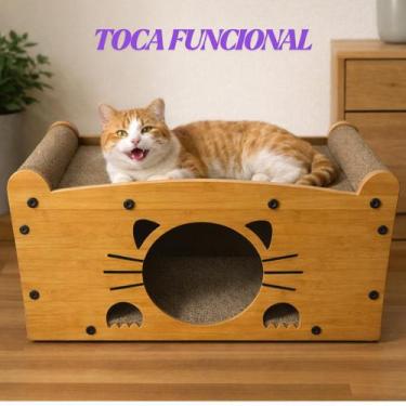 Imagem de Arranhador Casinha Toca Gato MDF e Papelão Prensado Antiestresse Ansie