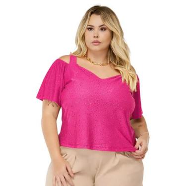 Imagem de Blusa Plus Size Feminina Alças Grossas Manga Curta Ciganinha Ombro Lai