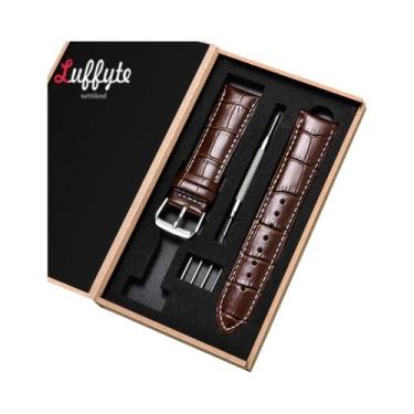 Imagem de Pulseira De Relógio Unissex Em Couro Genuíno Com Textura De Bambu 18mm