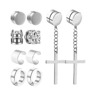 Imagem de Conjunto De Brincos Falsos De Zircônia Em Aço Inoxidável Para Homens, 