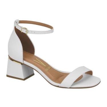 Imagem de Sandália Feminina Vizzano Salto Baixo Bloco Grosso Fechada , Branco 99