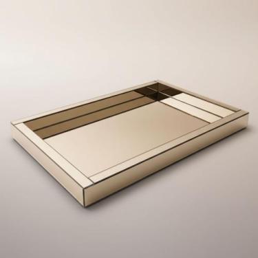 Imagem de Bandeja Espelhada Decorativa Bronze Luxo Bar Sala 40x60 Cm - DIVINNI