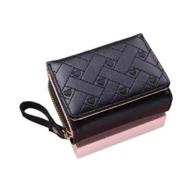 Imagem de Carteira Feminina Curta Bordada De Grande Capacidade Com Zíper E Fivel