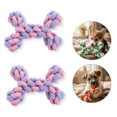 Imagem de Kit com 2 Brinquedos Pet Ossinho de Corda Mordedor para Cachorro - Bri