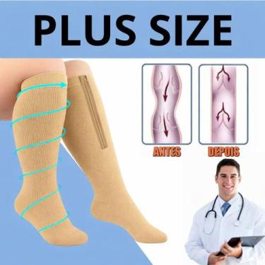 Imagem de Meia De Compressão 20_30mmHg Plus Size com Zíper e Ponteira Fechada Id
