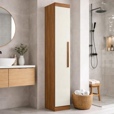 Imagem de Armário Multiuso 1 Porta Smart Maxel Móveis - Cinamomo/Off White