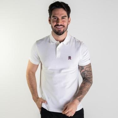 Imagem de Camisa Polo Tommy Hilfiger Cuff Monogram Branca-Masculino