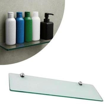 Imagem de Prateleira de Vidro Porta Objetos 40cm com Fixação Dupla de Parede Mul