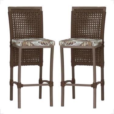 Imagem de 2 Banqueta em Alumínio Roma Marrom Corda Náutica Tecido 6 - Trama Orig