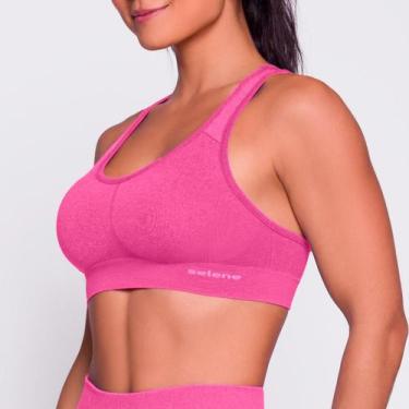 Imagem de Top Academia Fitness Canelado Sem Costura Sport Selene Original, Pink,