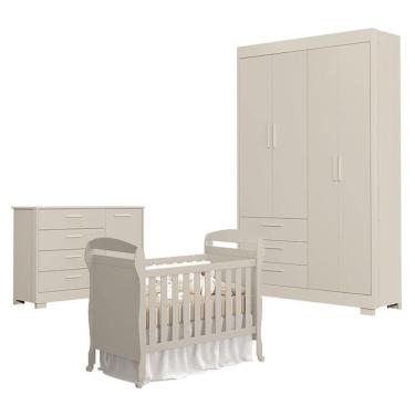 Imagem de Quarto De Bebê Zaki Com Berço Americano Danny Areia Acetinado - Reller