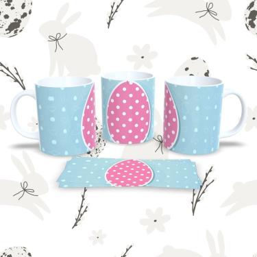 Imagem de Caneca de Porcelana Páscoa 30 para Bebidas 325ML em Porcelana Decorada Compatível com m...