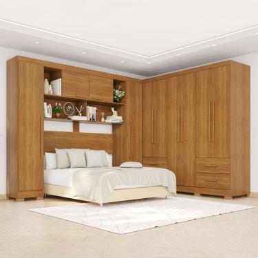 Imagem de Guarda-Roupa Casal Modulado Andorra 10 Portas 4 Gavetas com Pés Cinamomo - Pnr Móveis