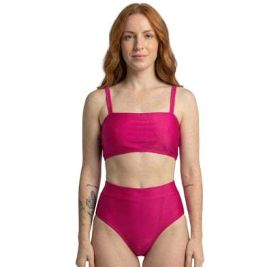 Imagem de Biquíni Cropped Hot Pants Top Faixa Liso Bella Fiore Cintura Alta Para